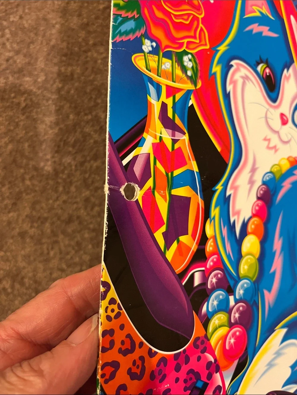 Lisa Frank Miss Furonica Colorful Blue Cat vintage folder